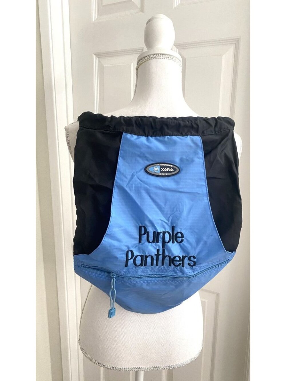 Xara Soccer Team Gear "Purple Panthers" Preowned Training Gym Sack Backpack